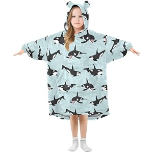 wearable blankets for kids soft warm cozy oversized blanket hoodie gifts 3-14 y boys girls teens with pocket