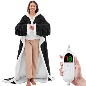 Wearable Heated Blanket with Foot Pocket Electric