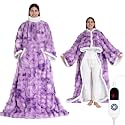 Wearable Heated Blanket, Luxury Faux Fur & Sherpa Electric Throw Blanket with Sleeves, Foot Pockets, Heated Robe for Women Men Gift, 3 Heat Levels & 12H Timer, ETL & FCC Certified, 52"x 72" Purple
