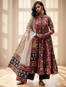 WEARISM Printed Anarkali Kurta Bottom Dupatta