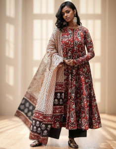 WEARISM Printed Anarkali Kurta Bottom Dupatta