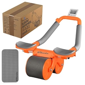 wearslim abs roller for men amp women with advanced automatic rebound strong elbow support timer mobile holder amp knee pad