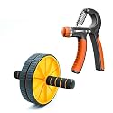 Wearslim® Professional Double Wheel Ab Roller with Hand Strengthener, Non-Slip Handles Abdominal Workout Wheel &amp; Hand Grip Exerciser Adjustable Resistance 10-40 kg - Multicolor