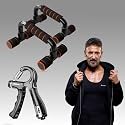 Wearslim Professional Hand Gripper with Counter &amp; Push Up Stand Bar Combo | Forearm Strengthener, Grip Strengthener with Dips Stand for Calisthenics | Home Gym Workout Equipment for Men &amp; Women