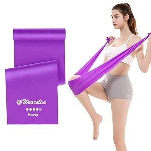 wearslim professional resistance loop bands for legs and butt  elastic exercise band set for women  best resistant workout loops for booty glute leg amp thigh exercising 15 meter purple