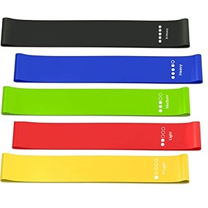 wearslim resistance loop exercise bands set of 5 loop bands kit for home fitness stretching strength training physical therapy natural latex workout bands with carry bag 12 x 2 inch