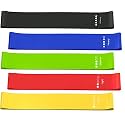 Wearslim Resistance Loop Exercise Bands Set of 5 Loop Bands Kit for Home Fitness, Stretching, Strength Training, Physical Therapy Natural Latex Workout Bands with Carry Bag (12 x 2 inch)