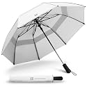 Weatherman Premium Collapsible Small Travel Umbrella Compact - Windproof, Resists Up to 55 MPH Winds - Foldable Travel Umbrellas for Rain &amp; Wind - Easy Auto Open w/Strong Fiberglass Frame (White)