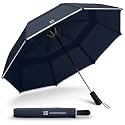 Weatherman Premium Collapsible Travel Umbrella - Windproof, Compact, Easy Auto Open - Resists Up to 55 MPH Winds - Perfect for Rain, Wind, Backpack, Car - Folding Umbrella (Navy Blue)