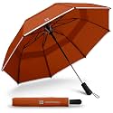 Weatherman Premium Collapsible Travel Umbrella - Windproof, Compact, Easy Auto Open - Resists Up to 55 MPH Winds - Perfect for Rain, Wind, Backpack, Car - Folding Umbrella (Rusty Orange)