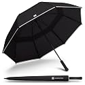 Weatherman Premium Long Stick Windproof Large Umbrellas for Rain (Black)