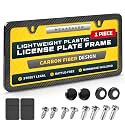 Weatherproof Thin License Plate Frame, 1 Piece, Carbon Fiber Design Plastic