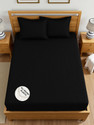 Weave & Décor Microfiber Queen Fitted (Elastic) 300 TC Striped 1 Bedsheet with 2 Pillow Covers