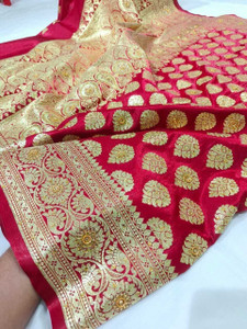Weaver store Printed Banarasi Silk Blend Saree