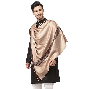 weavers villa men39s woven border beige woolen lohishawl 5034 x 10034