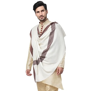 weavers villa men39s woven border beige woolen lohishawl 5034 x 10034