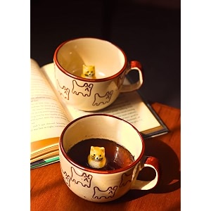 weaving homes hanmade ceramice printed cup for child 2 cat