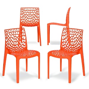 web designer plastic chair for home office and restaurant and cafearmless chair for dining room orange set of 4