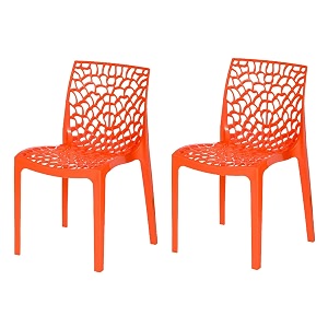 web designer plastic chair for home office and restaurant and cafearmless chair for dining room heavy duty outdoor plastic chair  designer balcony chair orange set of 2