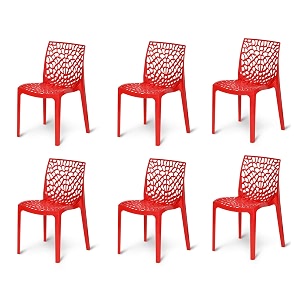 web armless designer plastic outdoor chair  iso certified company red set of 6