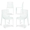 Web Armless Designer Plastic Outdoor Chair | ISO Certified Company (Milky White, Set of 4)