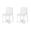 Web Designer Plastic Chair for Home, Office and Restaurant and Cafe|Armless Chair for Dining Room (White, Set of 2)