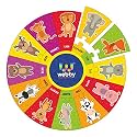 Webby Animal Wooden Round Jigsaw Floor Puzzle, 13 Pcs