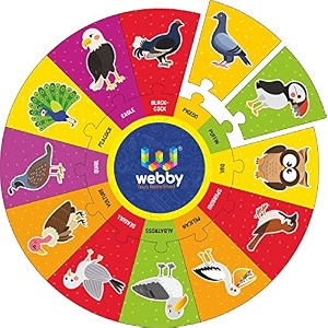 webby birds wooden round jigsaw floor puzzle 13 pcs-3 8 years for kids