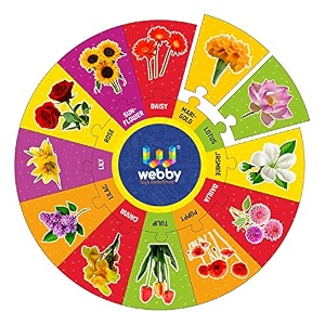 webby flowers wooden round jigsaw floor puzzle 13 pcs