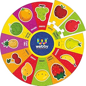webby fruits wooden round jigsaw floor puzzle 13 pcs-3 8 years for kids