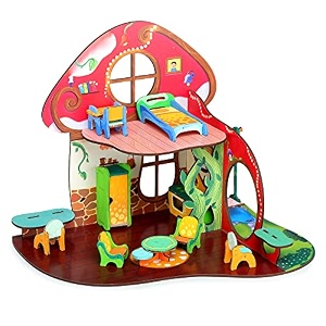 webby shroomy land a mystical world all side play doll house for girls amp boys diy paint wooden doll house toy with furniture for kids 11 pieces