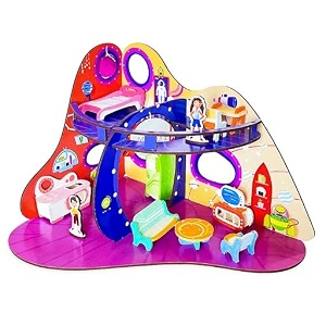 webby spacecraft trip to universe all side play doll house for girls amp boys diy paint wooden doll house toy with furniture for kids