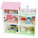 Webby Wood Pretend Play Wooden Doll House with Furniture for Girls and Boys | Three Floor Open Side Dollhouse Kids