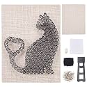 WEBEEDY DIY String Art Kit Cat Mitten Animal Craft Kit with Heart Pattern Creative Craft Kits for Adult Christmas Home Wall Table Decorations Gift