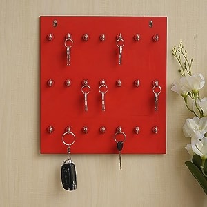 webelkart premium key chain hanging boardwall hanging key holder for home and office decor 21 hooks- red