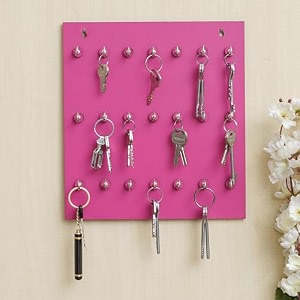 webelkart premium key chain hanging boardwall hanging key holder 21 hook- pink
