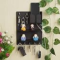 Webelkart Premium Key Chain Hanging Board/Wall Hanging Key Holder with Mobile Charging Stand (11.5 Inches, 10 Hooks), Wood