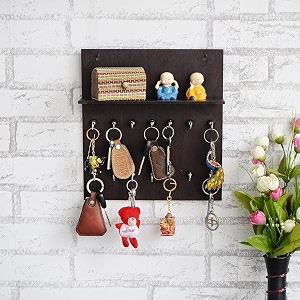 webelkart wooden premium key chain wall hanging key holder diwali decorations items for home decor key hanger 14 hook- wood
