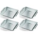 Weber Deluxe Grilling Basket – Stainless Steel Grill Basket for Vegetables,Seafood &amp; Small Foods,Durable BBQ Cooking Accessory for Charcoal and Gas Grills,(Pack of 4)