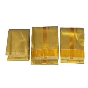 wedding blended silk color dhoti for men 9x5dhoti with toweldhoti with angavastrampanjakejam and matching shirt material combo