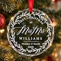 Wedding Gifts - Mr and Mrs Gift - Wedding Gifts for Couples 2026, First Christmas As Mr and Mrs Ornament 2026, Just Married Ornaments, Bridal Shower Gift - 1st Married Crystal Ornament