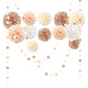 NICROHOME EUR Wedding Decorations Set, 15 PCS Ivory White Tissue Pom Poms