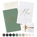 Wedding Vow Book for Her &amp; Him – Soft Touch, Gold Engraving, 28 Lined Pages for Words from the Heart – White &amp; Sage Wedding Vow Books His and Hers, Wedding Essentials, Registry Gifts, His &amp; Hers Gifts