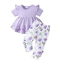 Weebaby Baby Girl Clothes Infant Toddler Girl Clothing Ruffle Shirt High Low Top Floral Allover Pant Little Girls Clothes
