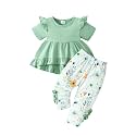 Weebaby Baby Girl Clothes Infant Toddler Girl Clothing Ruffle Shirt High Low Top Floral Allover Pant Little Girls Clothes