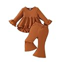 Weebaby Baby Girl Clothes Infant Toddler Girl Clothing Ruffle Shirt High Low Top Floral Allover Pant Little Girls Clothes