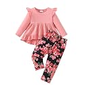 Weebaby Baby Girl Clothes Infant Toddler Girl Clothing Ruffle Shirt High Low Top Floral Allover Pant Little Girls Clothes