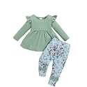 Weebaby Baby Girl Clothes Infant Toddler Girl Clothing Ruffle Shirt High Low Top Floral Allover Pant Little Girls Clothes
