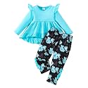 Weebaby Baby Girl Clothes Infant Toddler Girl Clothing Ruffle Shirt High Low Top Floral Allover Pant Little Girls Clothes