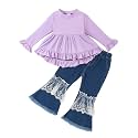 Weebaby Baby Girl Clothes Infant Toddler Girl Clothing Ruffle Shirt High Low Top Floral Allover Pant Little Girls Clothes